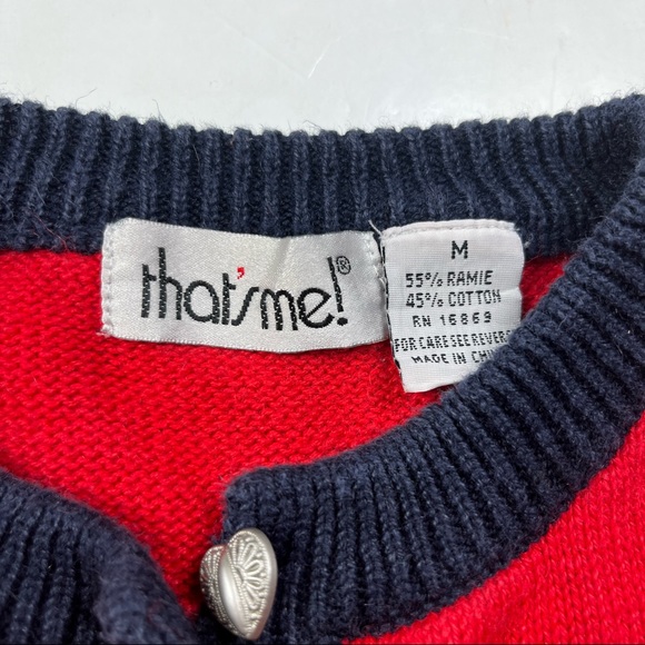 Vintage Cat Cardigan Sweater Medium Knit Heart Button Quirky Kitsch - Picture 3 of 10